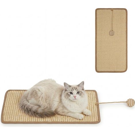 2 pièces Tapis Griffoir Chat Sisal 50x20 cm Auto-adhésif Protection Canapé Chat Anti-Rayures Griffoir Murale pour Appartement Jouet à Corde Inclus (1/5)