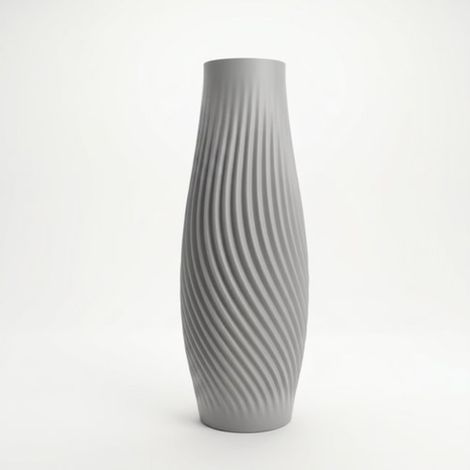 Vase décoratif gris fin pour fleurs, design moderne (1/3)