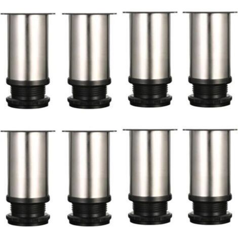 Set mit 8 verstellbaren Möbelfüßen - Chrommetall - Höhenverstellbar (Gesamt: 80-95 mm)