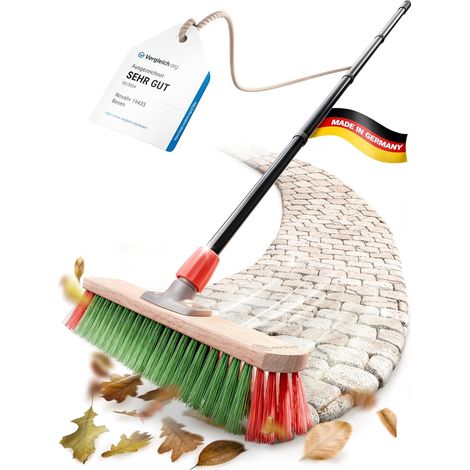 Balai de jardin Novaliv avec manche extérieur 40 cm Poils élasthanne Idéal comme balai extérieur Balai de rue avec manche Poils durs Balai de