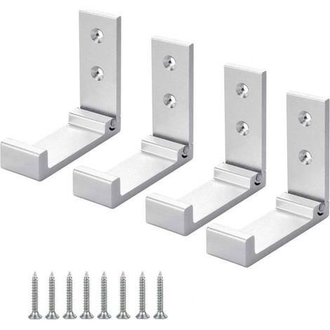4 Pièces (Argent) Crochet de Suspension Mural en Alliage D'aluminium Patères Pliables à 90 ° avec vis pour Armoire de Porte Murale Cuisine Salle de Bain Bureau Mural Vestiaire Salle de Bain (1/4)