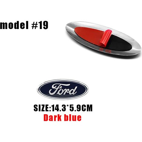(Modèle 19 14,3 x 5,9 cm) - Convient pour : Logo de calandre avant, logo de capot, autocollant bleu, accessoires automobiles. Convient pour : Focus mk2 mk3, Fiesta F150 F250, Ranger, Mondeo mk4. (1/5)