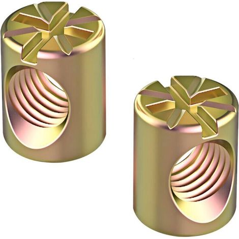 Tuercas cilíndricas para muebles – Paquete de 20 unidades de acero cincado, rosca M6 × 20 mm, ranura integrada