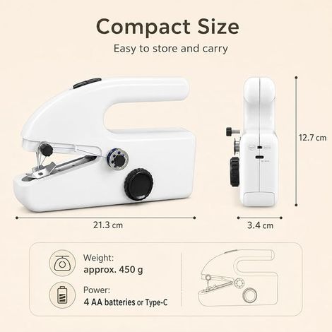 Sewing Machine, Sewing Machine, Sewing Machine, Sewing Kit, Cable and Batteries, for Clothing, Curtain, DIY (1/2)