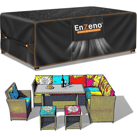 Housse Salon de Jardin Exterieur,Housse Table de Jardin Imperméable,420D Tissu Oxford ,Bache Protection pour Meubles avec évent(200x160x74cm) (1/5)