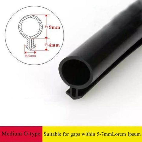 10m Joint Fenêtre Caoutchouc,Type O Caoutchouc Joint de Porte,Convient pour Une Fente Intérieure de 5-7mm(Noir) (1/4)