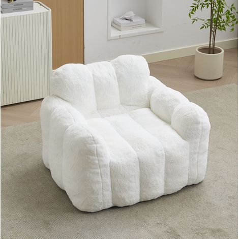 Sillón relax de terciopelo blanco 105 x 90 x 75 cm, sin montaje, HAVRYA (1/5)