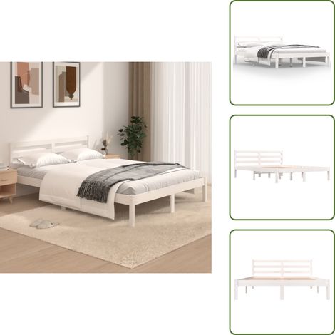 vidaXL Giroletto Bianco Legno Massello di Pino 120x190cm Small Double