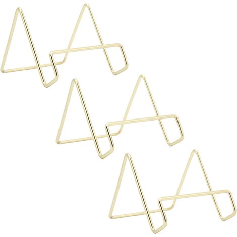 Support d'Assiettes en Fil Métallique Doré 3 Pièces - Présentoir Décoratif Moderne Anti-Rouille pour Cuisine Élégante (1/5)