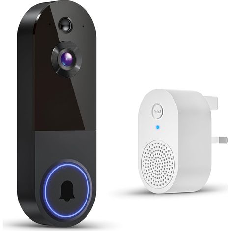 Sonnette vidéo sans fil 1080p, détection humaine AI, vision nocturne, audio bidirectionnel, alimentation par batterie, stockage dans le nuage, WiFi 2,4 G, surveillance intérieure et
