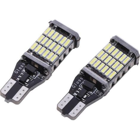 2pcs T15 4014 45SMD LED Largeur de Secours Ampoule de recul Blanc 6500K, Phare Automobile Lampe de Frein Lampe de Frein