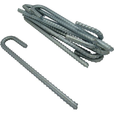 Heavy Duty Galvanised Ground Stakes 16MM x12 (Rebar Tent Pegs J Hook Anchor)