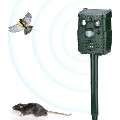 Répulsif ultrasonique pour chats Gistuch à énergie solaire et USB, étanche, équipé d’une puissante lampe LED, 4 modes réglables, efficace contre les chats, les souris, les chiens, les oiseaux, les ren
