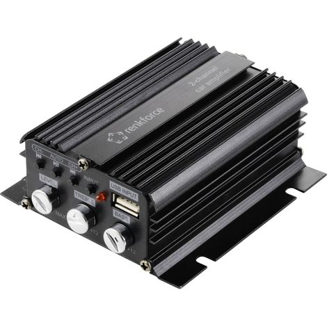 Renkforce RF-CMP-202 Ampli auto 2 canaux 100 W Lecture audio Bluetooth®/USB, Réglage volume/basses/aigus (1/5)