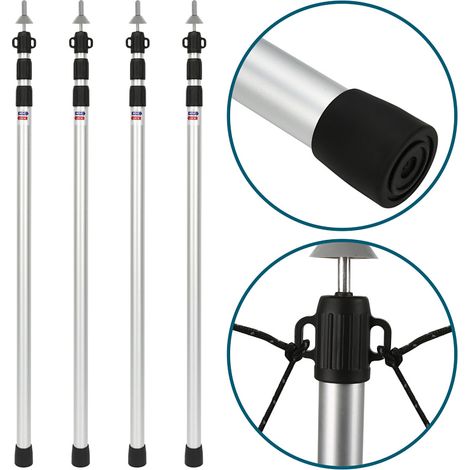 TolleTour Accessori per gazebo, padiglione e tendone – 4 pezzi pali telescopici regolabili per tenda 88–234 cm