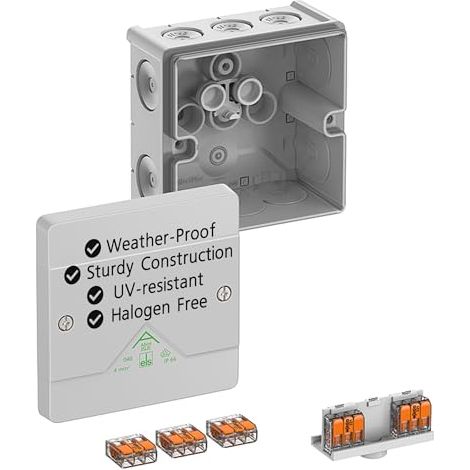 SPELSBERG ABOX SLK-4² - BOÎTE DE JONCTION PROFESSIONNELLE IP66 AVEC 5 BORNES À 3 FILS FIXÉES AU SOL, SANS VIS, CERTIFIÉ VDE, POI