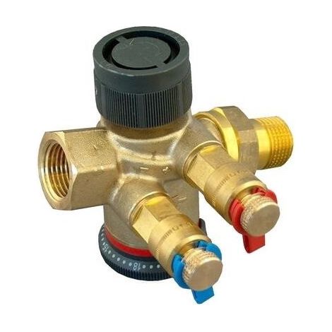 OVENTROP Válvula de regulación independiente de la presión Cocon QTZ con racor y rosca hembra PN 16 DN 20, R 3/4 x Rp 3/4, 150-1050 l/h, con dos válvulas de medición Classic montadas, latón EZB, 11460