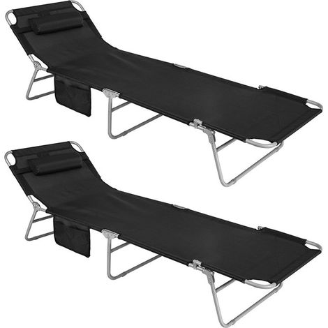 Sobuy – Transat de jardin pliant inclinable – Lot de 2 chaises – Structure en métal antirouille – Dimensions 195x62x29cm – Capacité 120kg – OGS35SCHX2 (1/5)