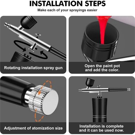 Kit aérographe avec compresseur : Pistolet aérographe portable multifonction à main, aérographe rechargeable portable pour design d'ongles, décoration de gâteaux, maquillage, tatouage, peinture (1/2)