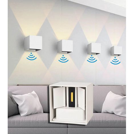 4Pcs Applique murale LED avec détecteur de mouvement, 12 W blanc chaud applique murale, applique murale d'extérieur étanche IP65 Lumière, Blanc