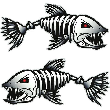 Stück Fischmaul-Zahn-Aufkleber, Skelett-Fisch-Aufkleber, Kanu-, Kajak-, Boots-Angelzubehör - Farbe 2