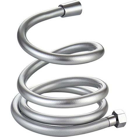 Tuyau de douche haute pression antidéflagrant en PVC, tuyau de douche épais avec raccord pour douchette à main (1,2 m, plastique argenté) (1/5)