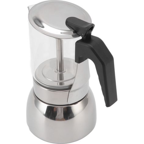 Cafetière italienne classique portable en verre et acier inoxydable résistant à la chaleur, 300 ml, idéale pour la maison et les cafés. (1/5)