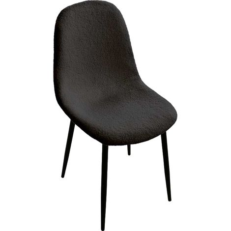 SEDIA IMBOTTITA TEDDY IN TESSUTO NERO CON GAMBE NERE 44X48X88 CM