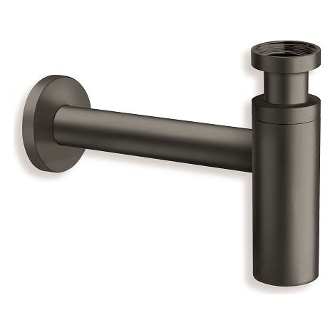 SIPHON LAVABO DROIT LUXE LAITON DESIGN 35 cm CHROME NOIR BROSSE - CRISTINA ONDYNA MS3475 (1/2)