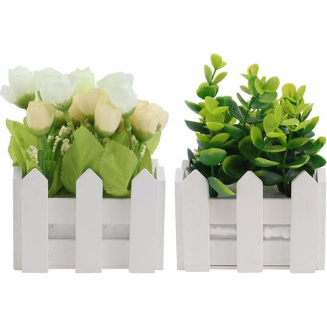 2pièces Fleurs Artificielles pour Clôture Bois Fausse Plante Verte Décoration Végétale Artificielle pour Maison Décoration De Porche Chambre (1/5)