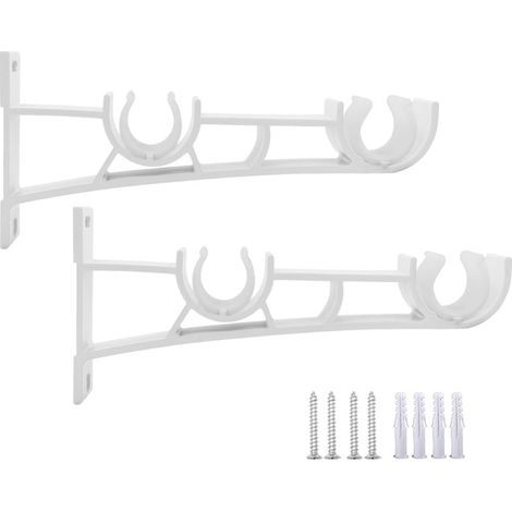 Deux ensembles d'accessoires pour tringles à rideaux doubles blanches disponibles à l'achat immédiat. (1/5)