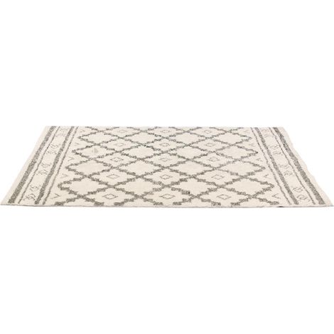 Tapis kilim rectangulaire 120x170 cm – Motif losange beige – Coton pour résistance et longévité – Entretien facile à 40°C – Linnea (1/3)