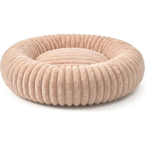 Niche pour chien intérieur Donut anti-stress douce et lavable avec fond antidérapant, design enveloppant pour détente profonde, idéal pour le repos quotidien de chiens et chats (Beige, M Ø 50 (1/5)