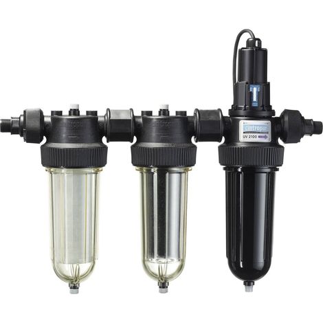 Cintropur – Stérilisateur UV 25W pour désinfection des eaux de puits – Filtration 25µm et charbon actif – Débit max 2 m3/h – Pression 16 bars