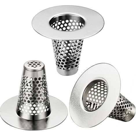 Lot de 3 crépines coniques pour lavabo de salle de bain, adaptées aux lavabos de 2,5 à 4 cm de profondeur, pour buanderie, cellier ou camping-car. Petite crépine conique pour salle de bain.
