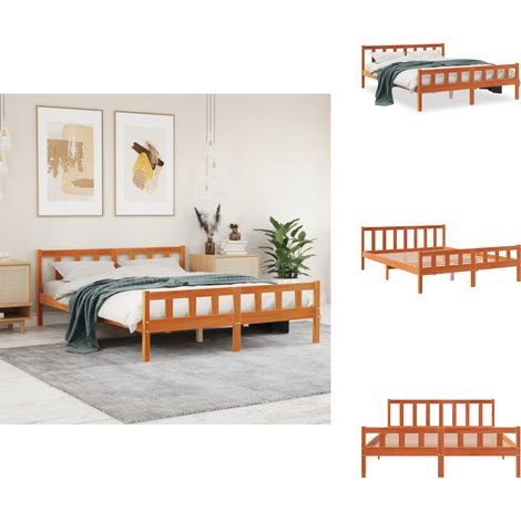 Cadre de lit sans matelas cire marron 150x200cm bois pin massif - Cadre De Lit - Lit En Bois - Lit Double - Meubles Chambre - Literie (1/5)