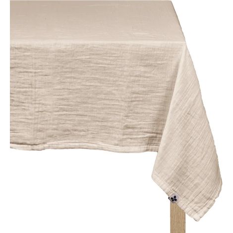 Nappe 150 x 250 cm en double gaze de coton gaufrée écru - PEPA (1/5)