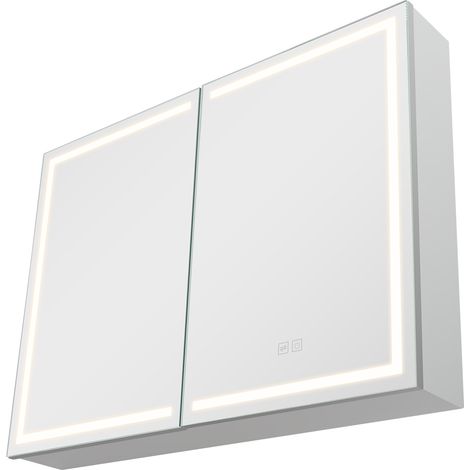 Mophorn Armoire Murale Salle de Bain 60x80 cm avec Miroir HD et Éclairage LED 3 Couleurs Réglables, Fonction Mémoire, Étagère Ajustable, Prises Électriques et Ports USB (1/5)