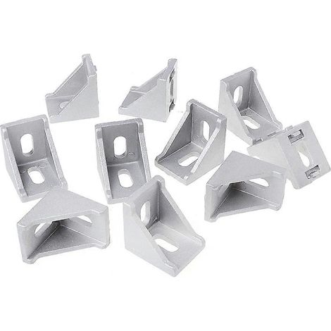 10 connecteurs en L 30x30 pour fixation d'équerres d'angle et d'équerres en aluminium (1/5)