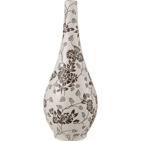 Vase poire en porcelaine à motif floral - blanc et noir (1/3)