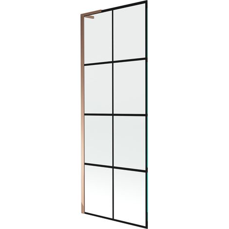Mexen Next L paravento vasca da bagno a 1 anta 70 x 150 cm, griglia nera, oro rosa - 895-070-000-03-77-60 (1/5)