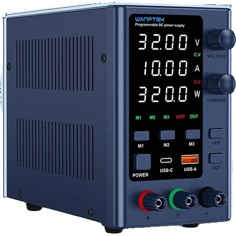 Fuente de alimentación de laboratorio, voltaje ajustable, interfaz USB, EPS3210 32V 10A (1/2)