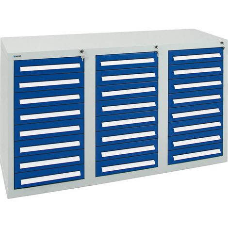 Stumpf Schubladenschrank Serie T-100/35-3, 24 Schubladen enzianblau (24x100mm) (1/3)