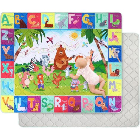 Tapis de Jeux Bebe Pliable, Épaissi 2cm Tapis d'eveil Bebe 150×180cm, Lavable en Machine, Antidérapant Tapis sol Bebe Tapis Chambre Enfant Applicable à Intérieur/Extérieur/Clôture(Concerts d'animaux) (1/4)
