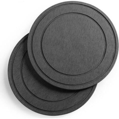 Lot de 2 tapis de pot de fleurs gris foncé 25 x 25 cm, en terre de diatomées, pour plantes d'intérieur, avec bac d'égouttage et de drainage (1/5)