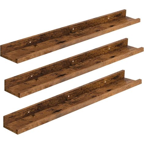 HOOBRO Schweberegale 3er-Set 90 cm Vintagebraun für Badezimmer Küche Wohnzimmer (1/5)