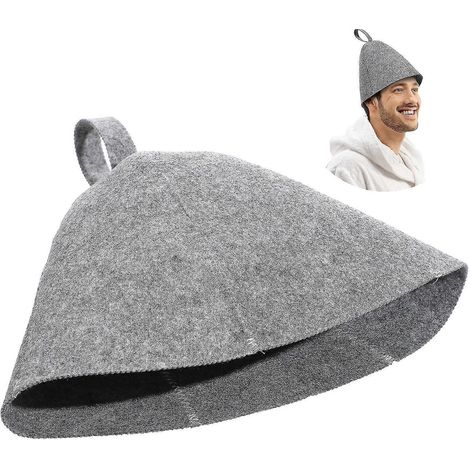 Set mit 2 bequemen, dicken Saunahauben aus Filz, leichte Bade- und Duschhauben – 32 x 24 x 0,5 cm – Grau