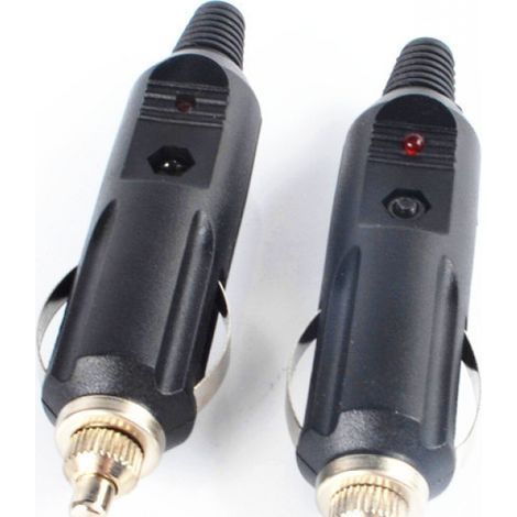 Lot de 2 Connecteurs/prises allume-cigare automobile avec diode 12V et 24V mâle (1/4)