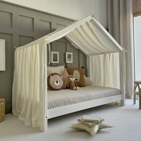 Ciel de lit en mousseline pour 90x200 Ecru (1/4)