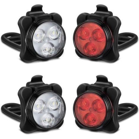 2 Pack Rechargeable Bike Lights, Front and Rear LED Bike Lights, 4 Light Mode Options, 650mAh Lithium Battery, Bike Headlight, IPX4 Waterproof, Easy to Install for Men and Women. (1/4)